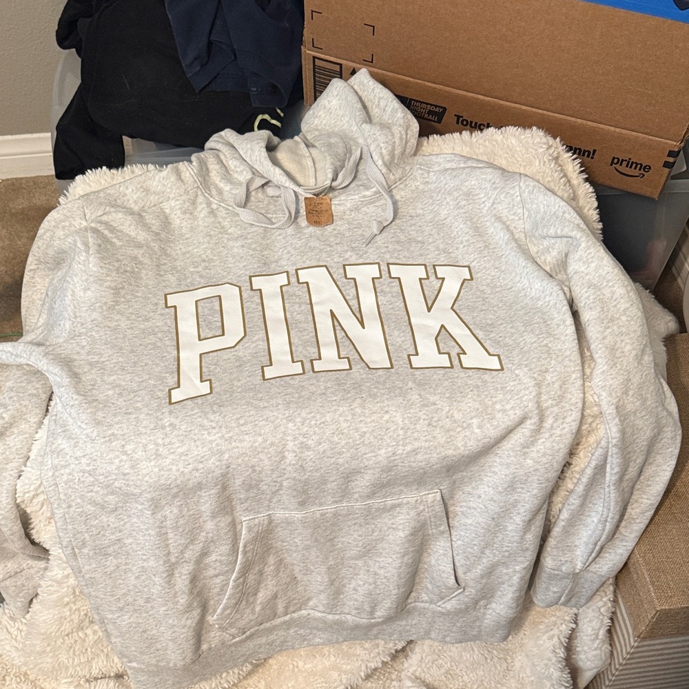 Victoria's Secret Gray Hoodie with White Lettering